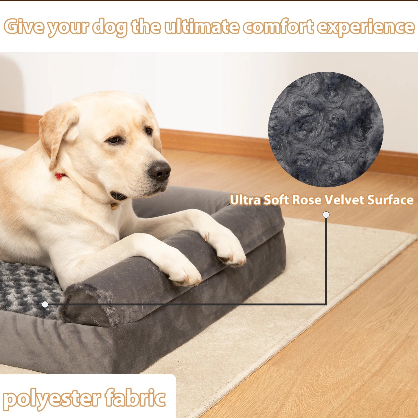 41-Inch Orthopedic Waterproof Pet Couch for Extra-Large Dogs with Memory Foam and Removable Washable Cover