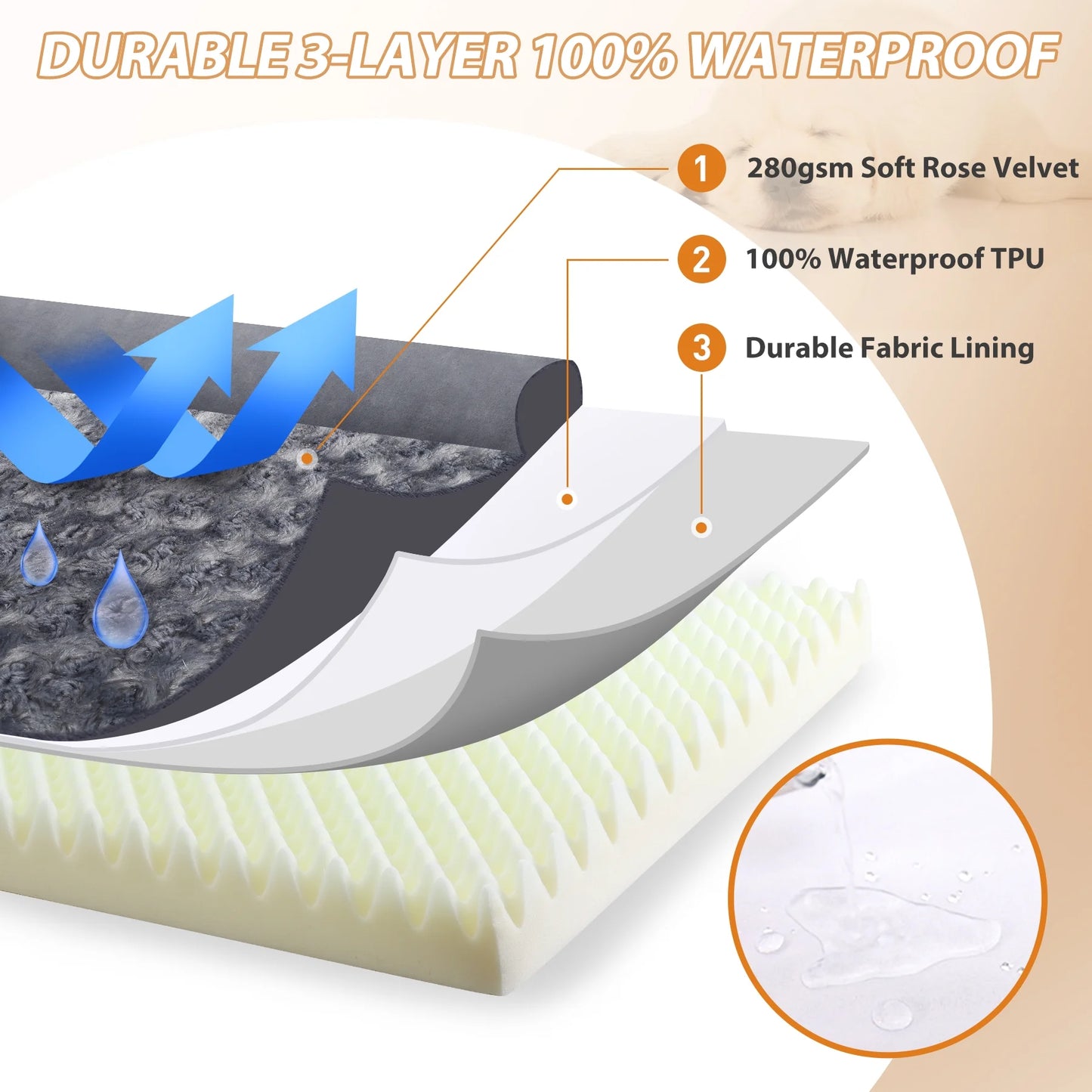 41-Inch Orthopedic Waterproof Pet Couch for Extra-Large Dogs with Memory Foam and Removable Washable Cover