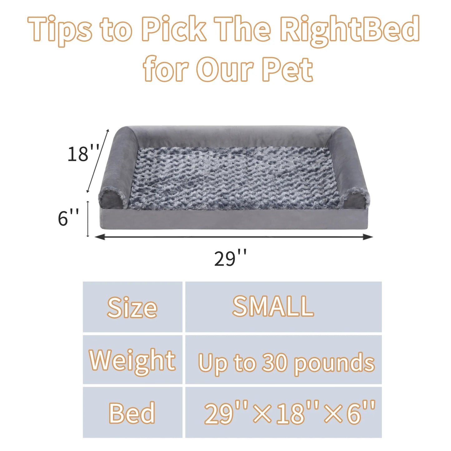 29-Inch Orthopedic Dog Bed for Medium Breeds with Waterproof, Washable Cover and Memory Foam Filling