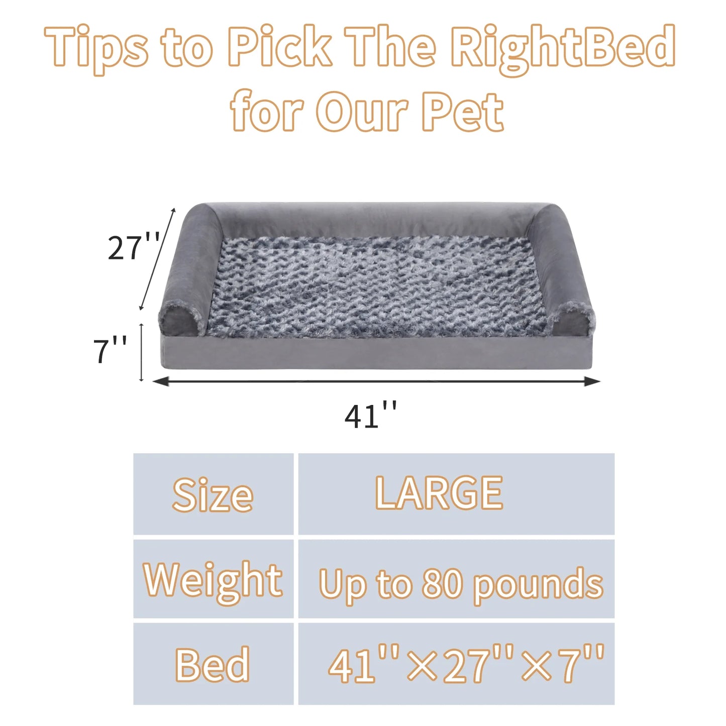 41-Inch Orthopedic Waterproof Pet Couch for Extra-Large Dogs with Memory Foam and Removable Washable Cover