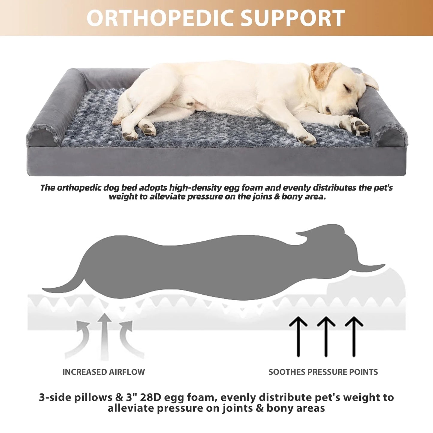 41-Inch Orthopedic Waterproof Pet Couch for Extra-Large Dogs with Memory Foam and Removable Washable Cover