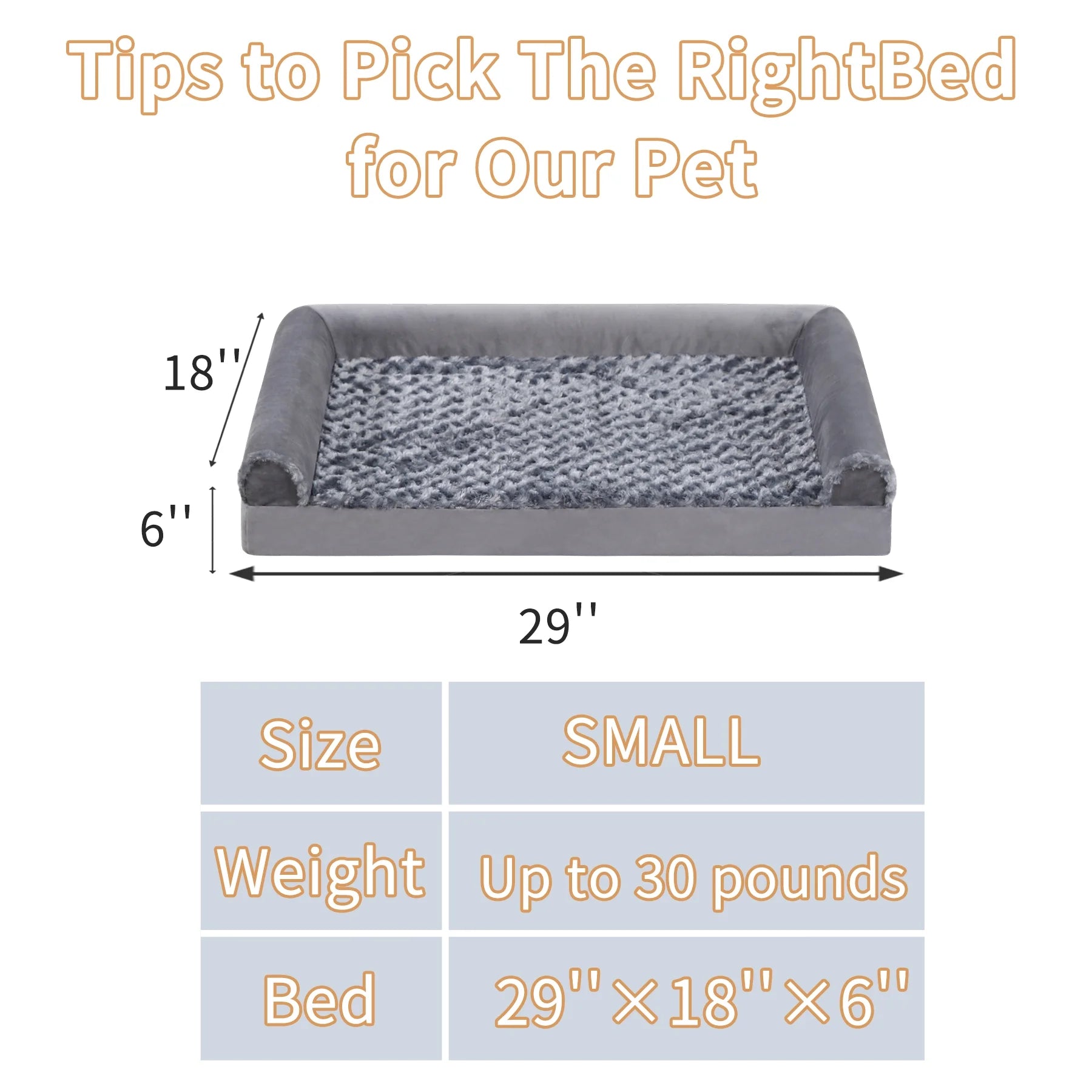 29-Inch Orthopedic Dog Bed for Medium Breeds with Waterproof, Washable Cover and Memory Foam Filling
